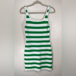 Aritzia Babaton Sculpt Knit Tank Bodycon Mini Dress Striped Green White Women M
